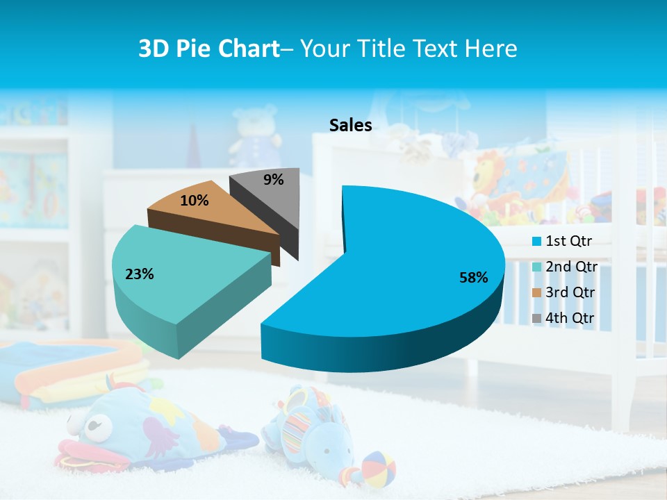 Crib And Soft Baby Toys At Children's Room. Toys Are Officially Property Released. PowerPoint Template