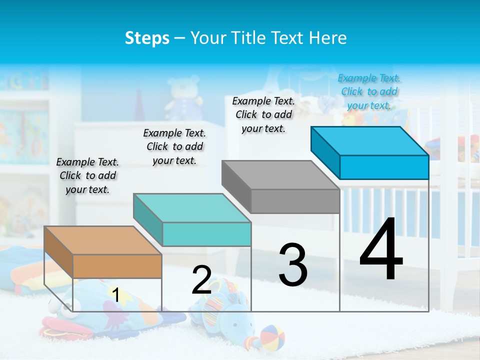 Crib And Soft Baby Toys At Children's Room. Toys Are Officially Property Released. PowerPoint Template