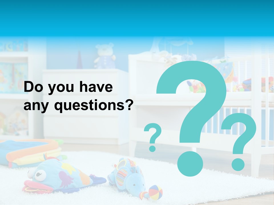 Crib And Soft Baby Toys At Children's Room. Toys Are Officially Property Released. PowerPoint Template