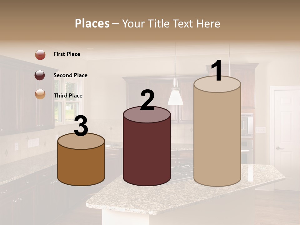 Luxury Kitchen Corner With Island Stove PowerPoint Template