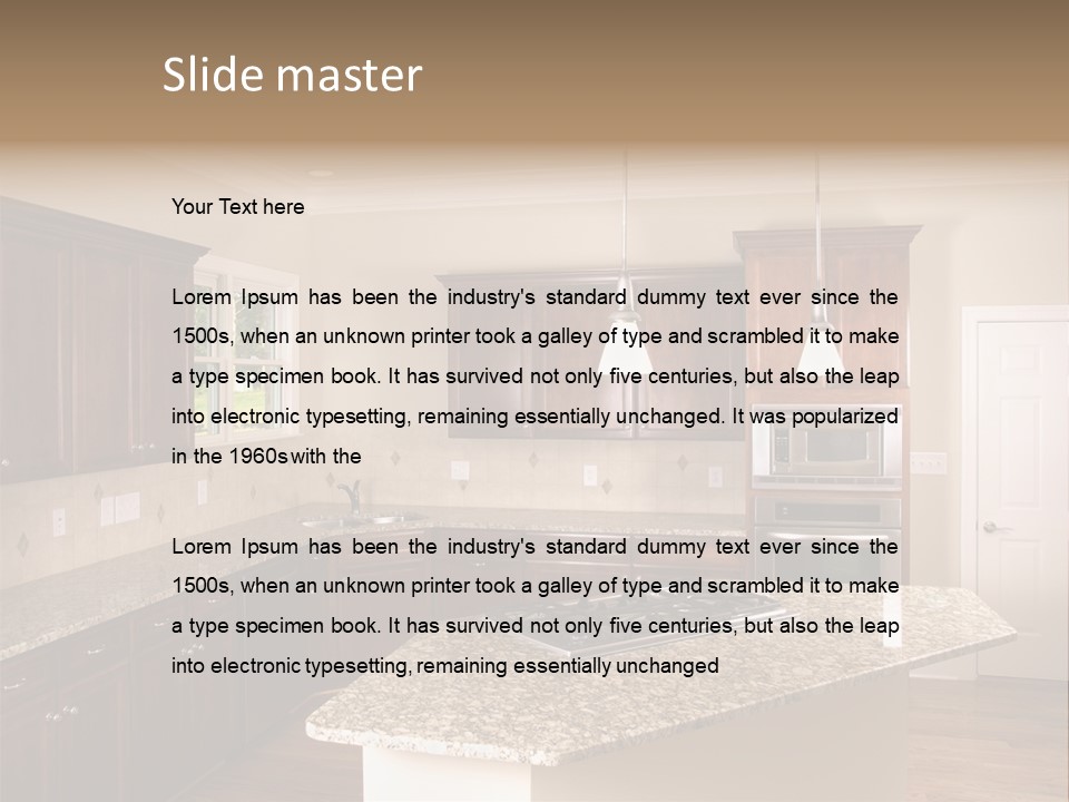 Luxury Kitchen Corner With Island Stove PowerPoint Template