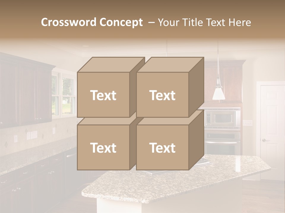 Luxury Kitchen Corner With Island Stove PowerPoint Template