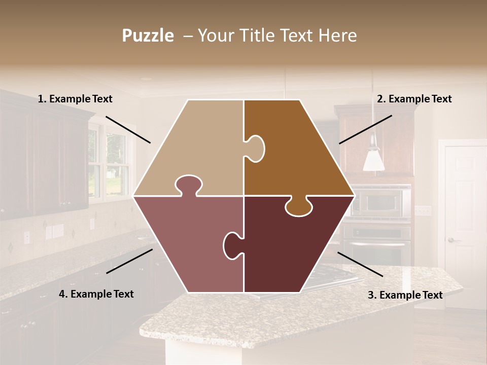 Luxury Kitchen Corner With Island Stove PowerPoint Template