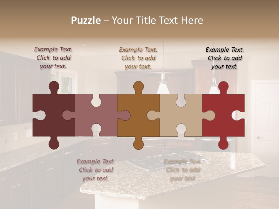 Luxury Kitchen Corner With Island Stove PowerPoint Template