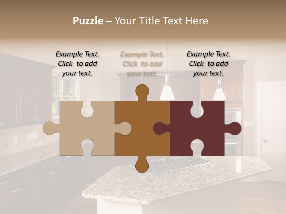 Luxury Kitchen Corner With Island Stove PowerPoint Template