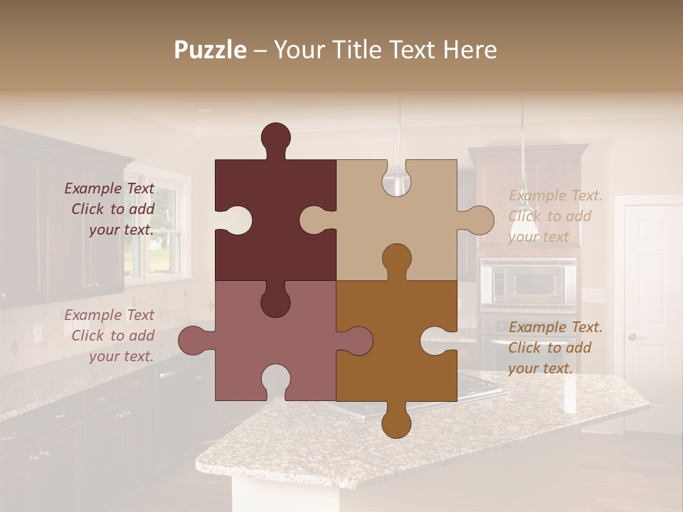 Luxury Kitchen Corner With Island Stove PowerPoint Template