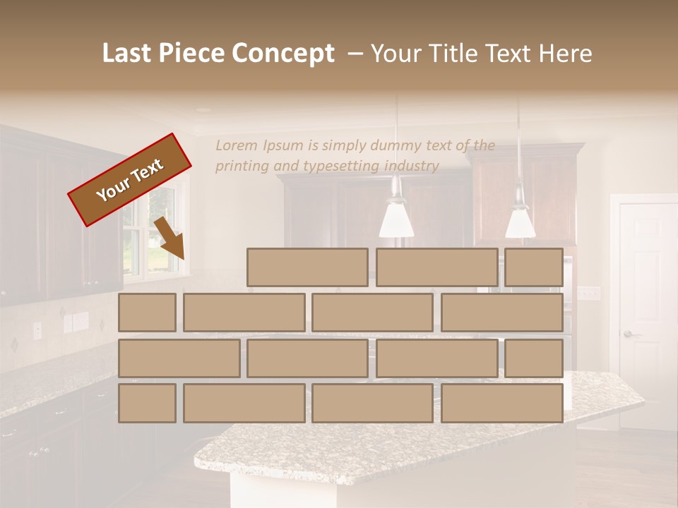 Luxury Kitchen Corner With Island Stove PowerPoint Template