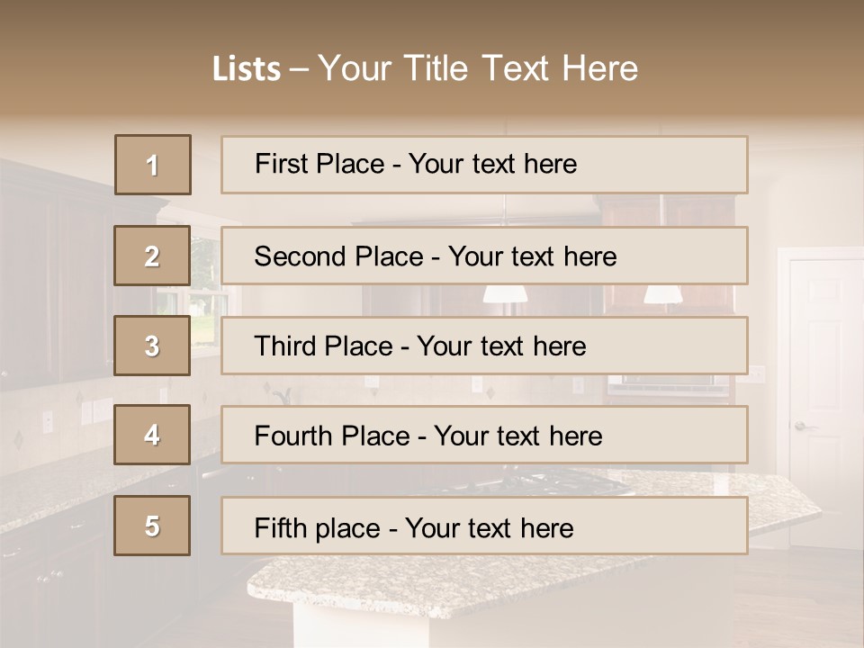 Luxury Kitchen Corner With Island Stove PowerPoint Template