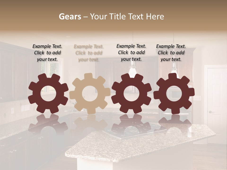 Luxury Kitchen Corner With Island Stove PowerPoint Template