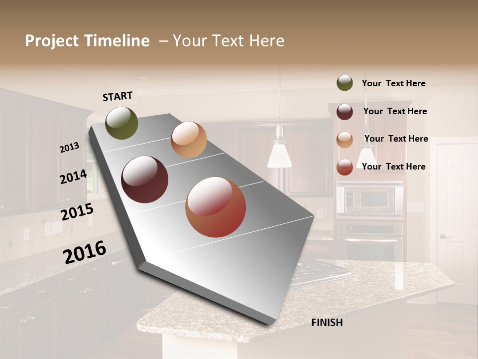 Luxury Kitchen Corner With Island Stove PowerPoint Template