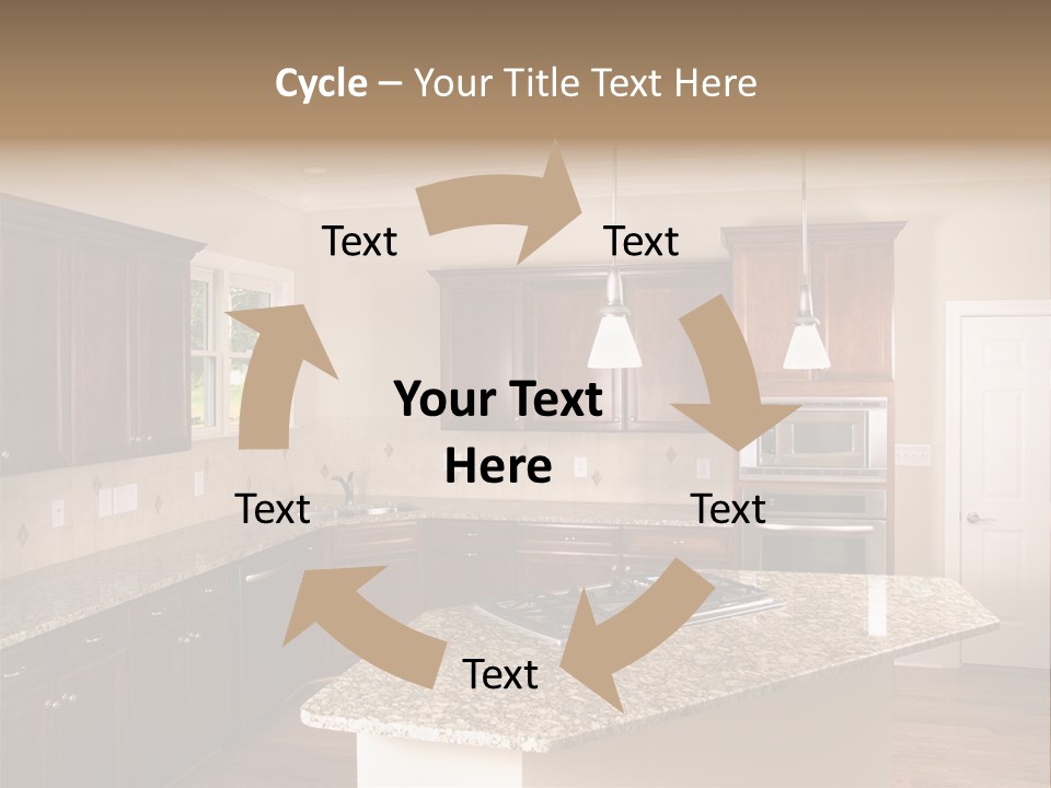 Luxury Kitchen Corner With Island Stove PowerPoint Template