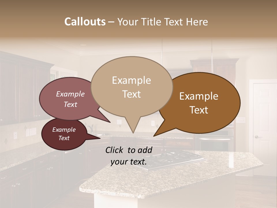 Luxury Kitchen Corner With Island Stove PowerPoint Template