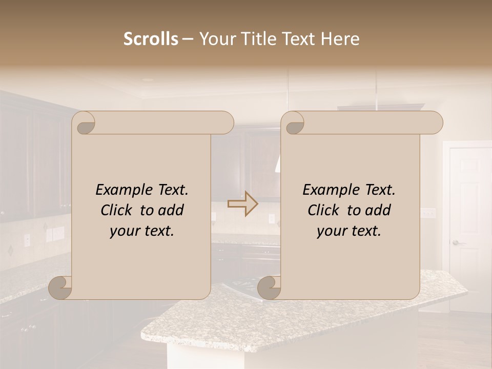 Luxury Kitchen Corner With Island Stove PowerPoint Template