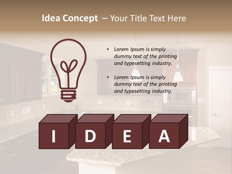 Luxury Kitchen Corner With Island Stove PowerPoint Template