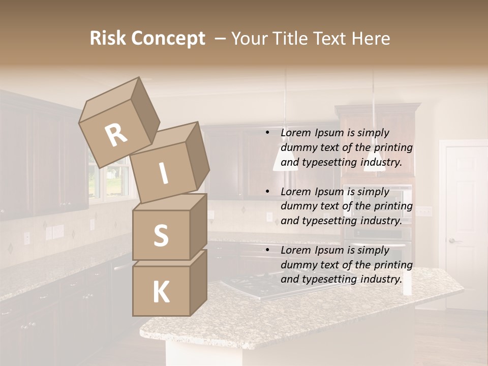 Luxury Kitchen Corner With Island Stove PowerPoint Template