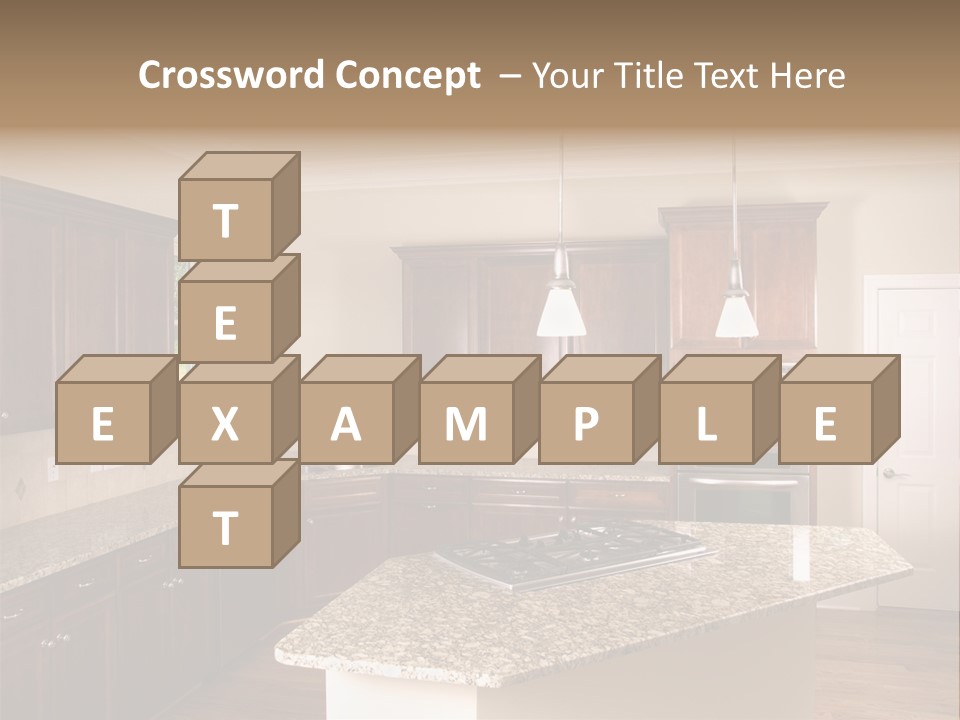 Luxury Kitchen Corner With Island Stove PowerPoint Template