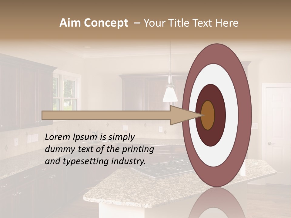 Luxury Kitchen Corner With Island Stove PowerPoint Template