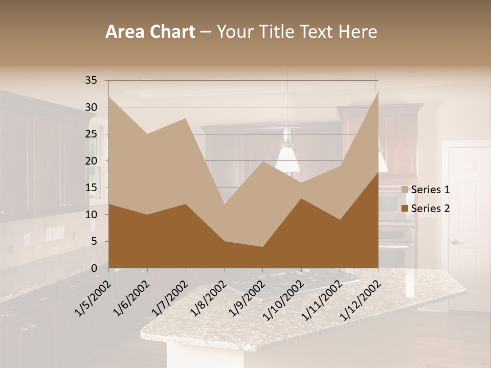 Luxury Kitchen Corner With Island Stove PowerPoint Template