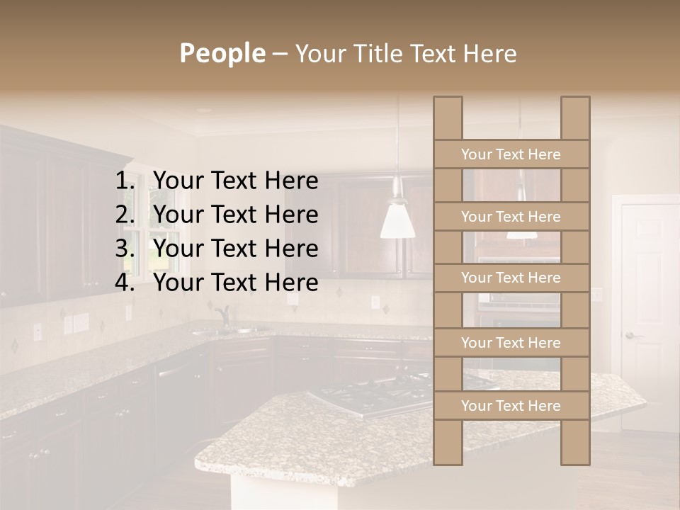 Luxury Kitchen Corner With Island Stove PowerPoint Template