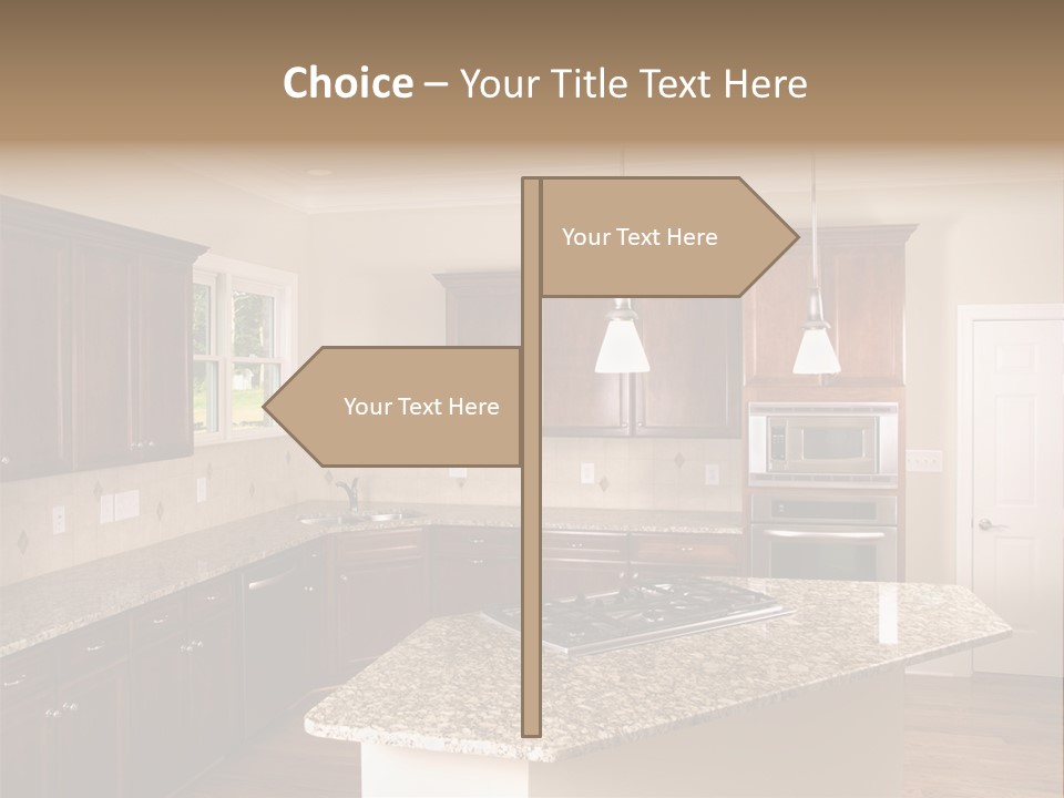 Luxury Kitchen Corner With Island Stove PowerPoint Template