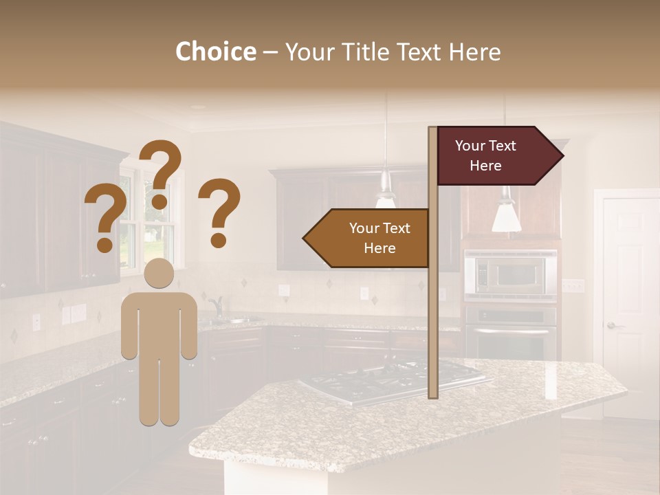 Luxury Kitchen Corner With Island Stove PowerPoint Template