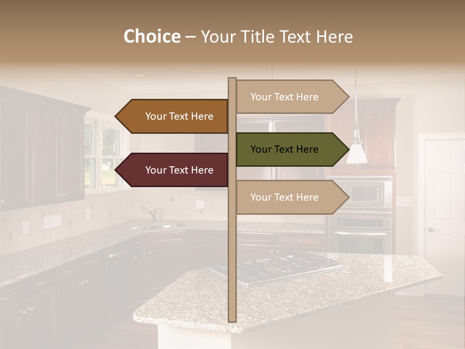 Luxury Kitchen Corner With Island Stove PowerPoint Template