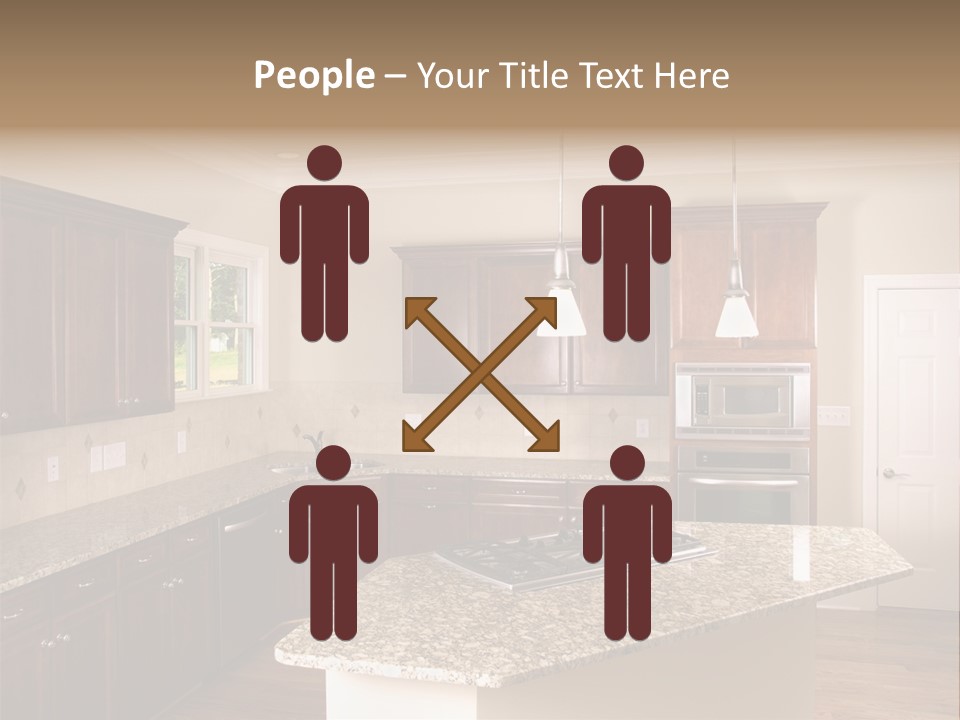 Luxury Kitchen Corner With Island Stove PowerPoint Template