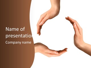 Two Hands Holding Each Other In The Middle Of A Circle PowerPoint Template