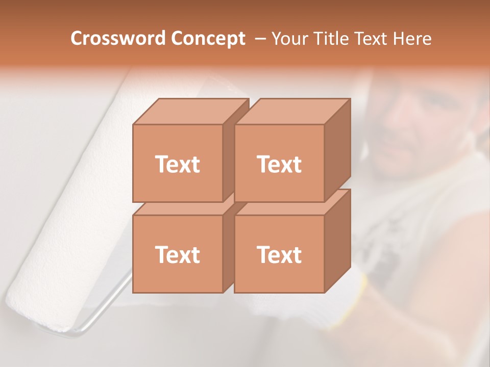 Cheerful Worker Painting A Wall With Roller PowerPoint Template