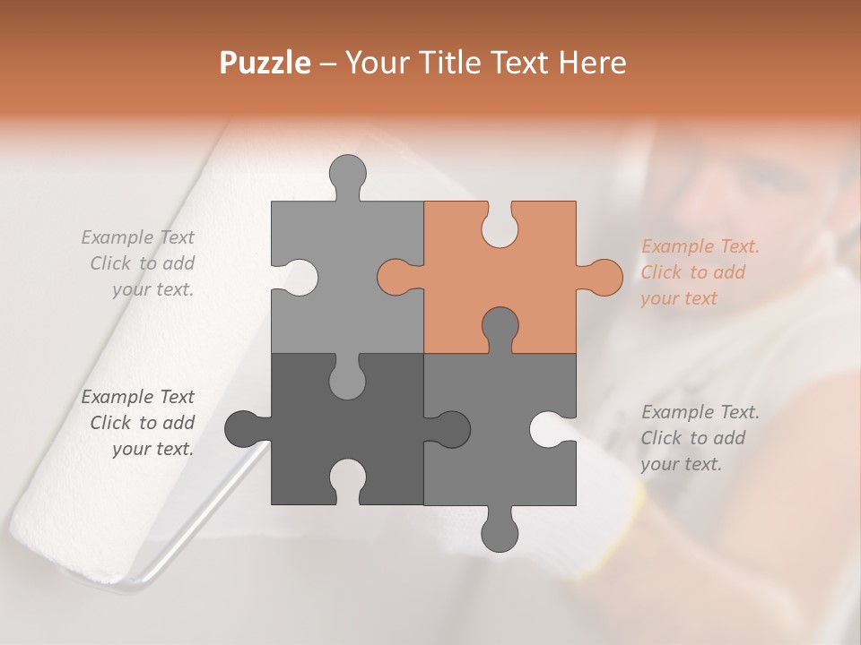 Cheerful Worker Painting A Wall With Roller PowerPoint Template