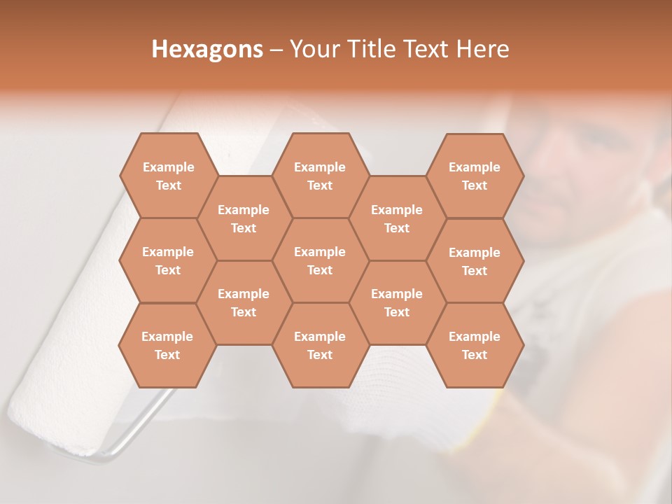 Cheerful Worker Painting A Wall With Roller PowerPoint Template