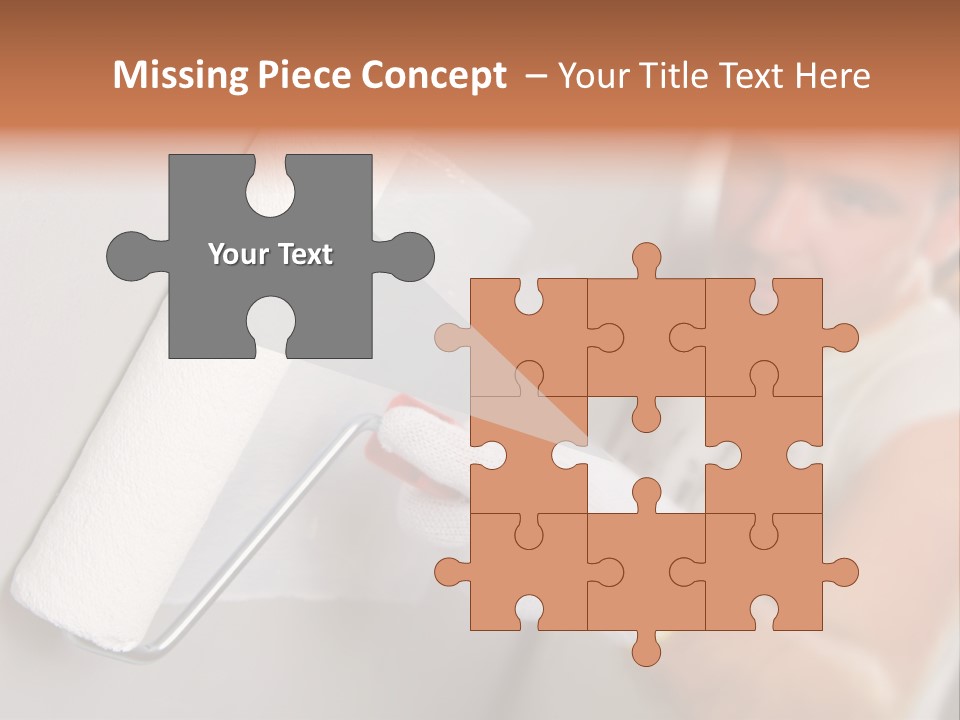 Cheerful Worker Painting A Wall With Roller PowerPoint Template