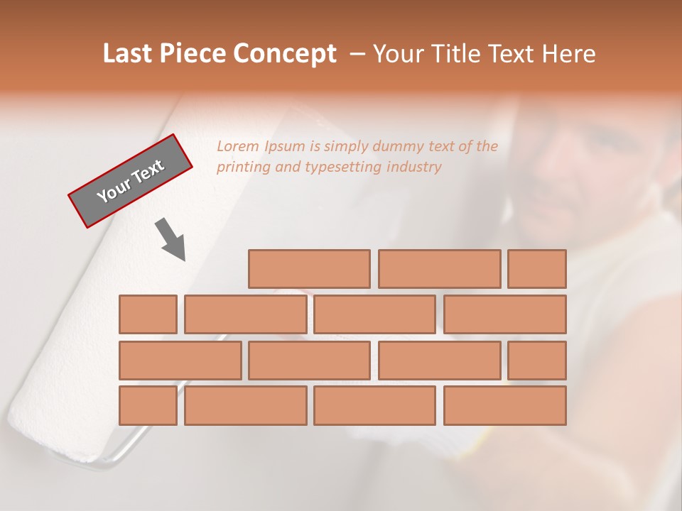 Cheerful Worker Painting A Wall With Roller PowerPoint Template