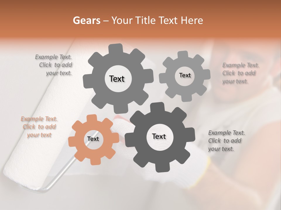 Cheerful Worker Painting A Wall With Roller PowerPoint Template