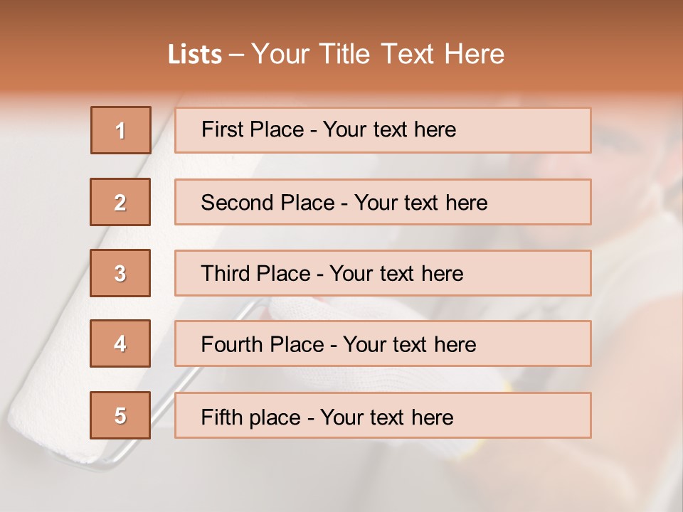 Cheerful Worker Painting A Wall With Roller PowerPoint Template