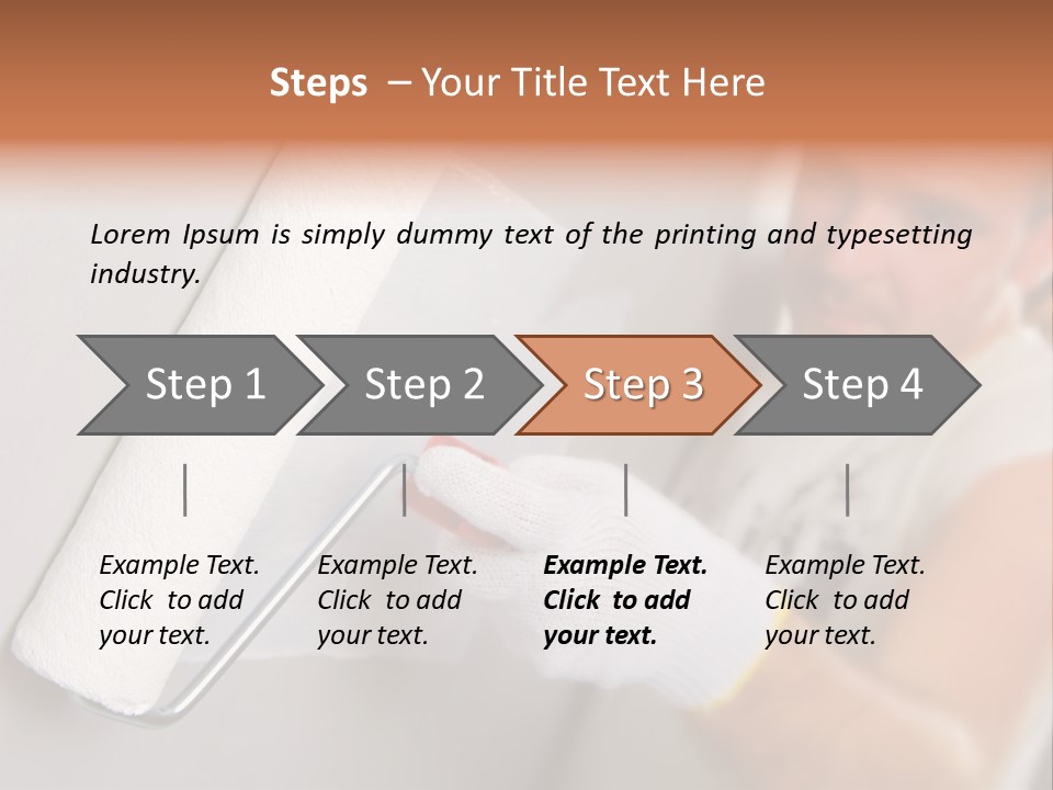 Cheerful Worker Painting A Wall With Roller PowerPoint Template