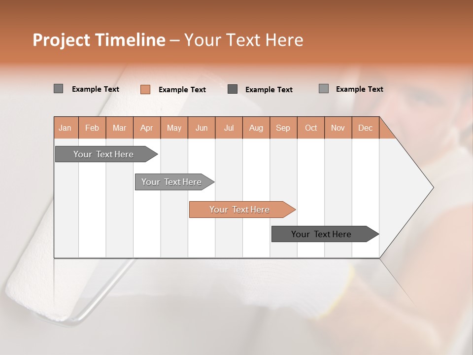 Cheerful Worker Painting A Wall With Roller PowerPoint Template