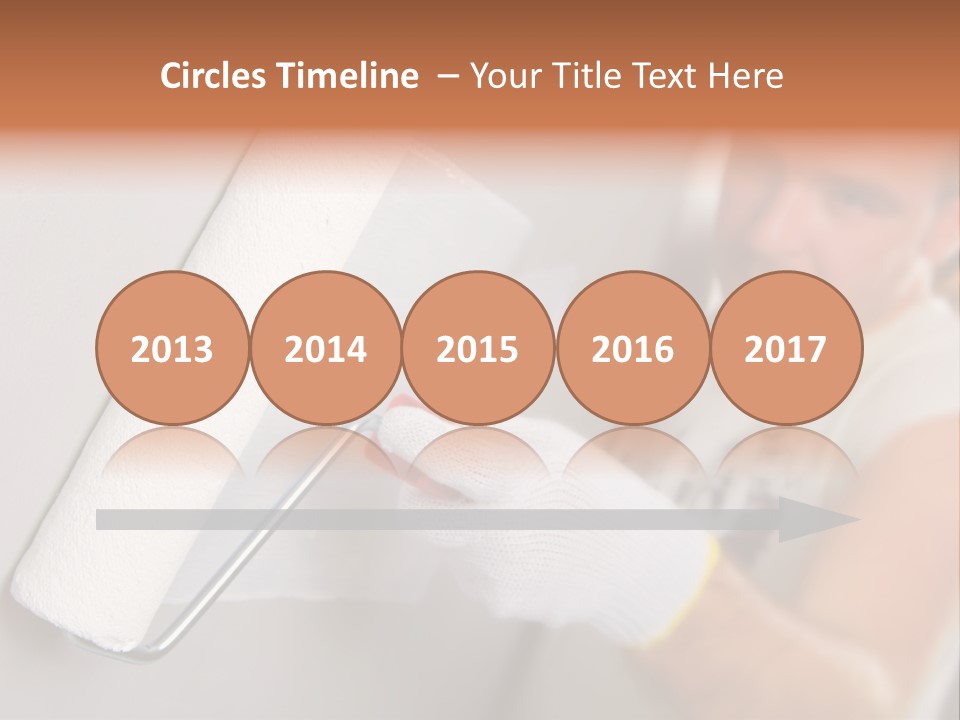 Cheerful Worker Painting A Wall With Roller PowerPoint Template