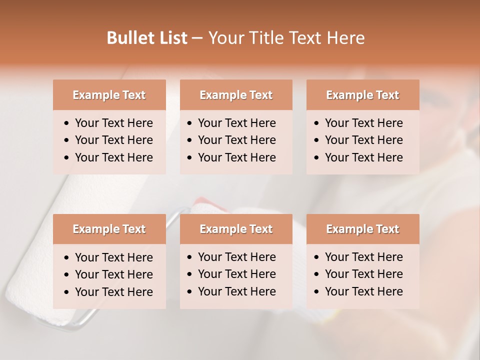 Cheerful Worker Painting A Wall With Roller PowerPoint Template