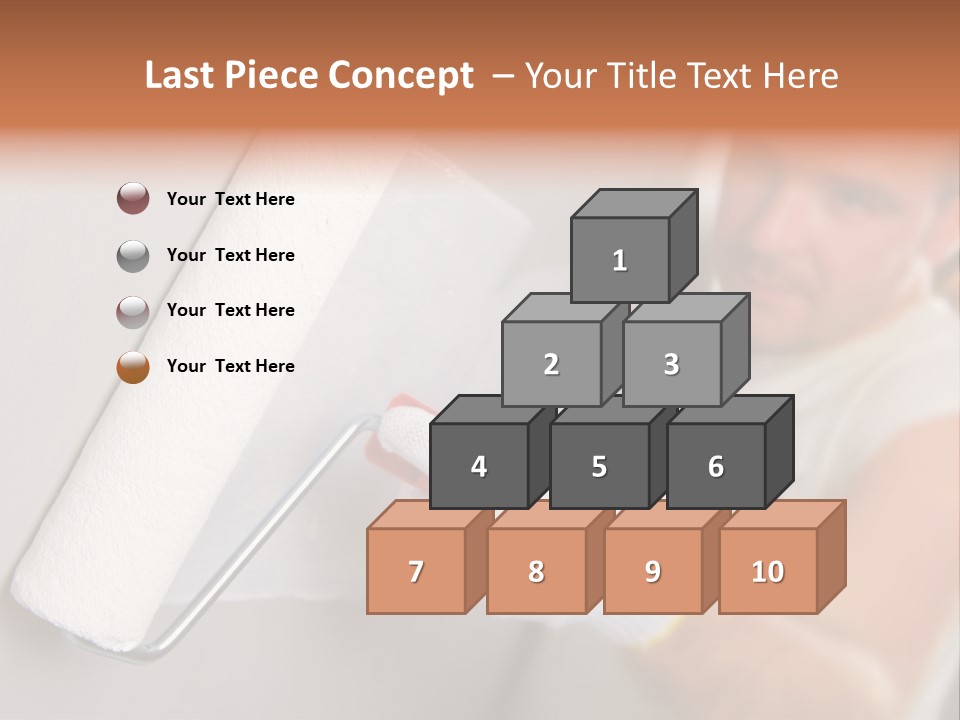 Cheerful Worker Painting A Wall With Roller PowerPoint Template