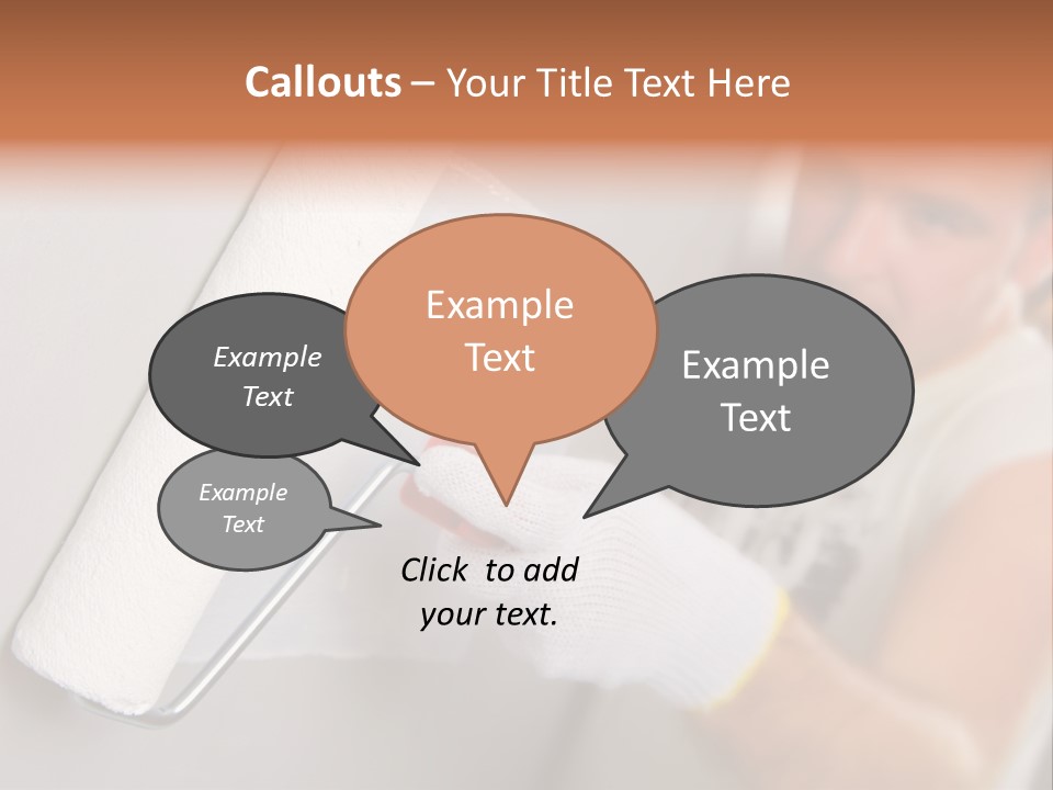 Cheerful Worker Painting A Wall With Roller PowerPoint Template