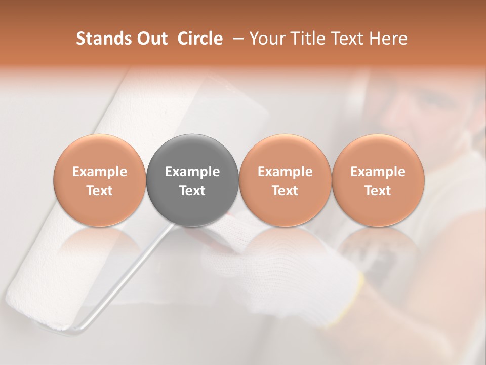 Cheerful Worker Painting A Wall With Roller PowerPoint Template