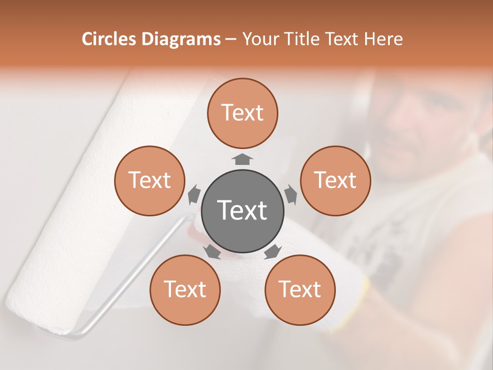 Cheerful Worker Painting A Wall With Roller PowerPoint Template