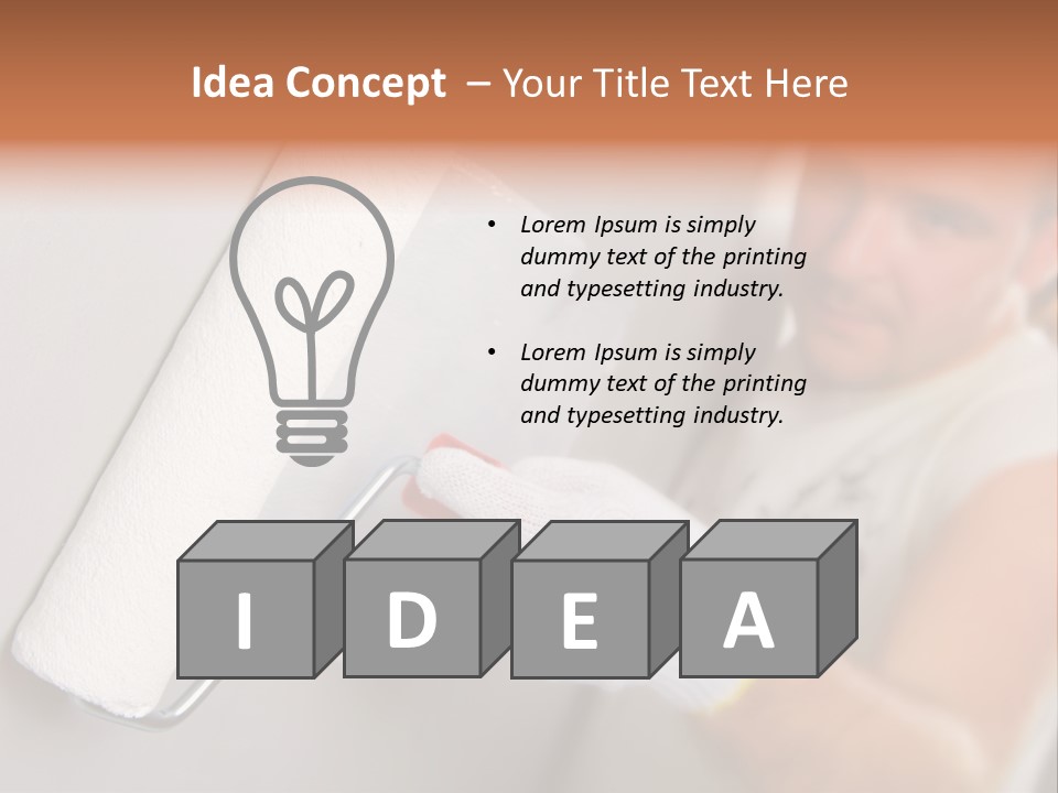 Cheerful Worker Painting A Wall With Roller PowerPoint Template