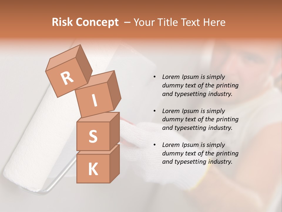 Cheerful Worker Painting A Wall With Roller PowerPoint Template