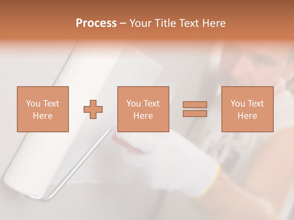Cheerful Worker Painting A Wall With Roller PowerPoint Template