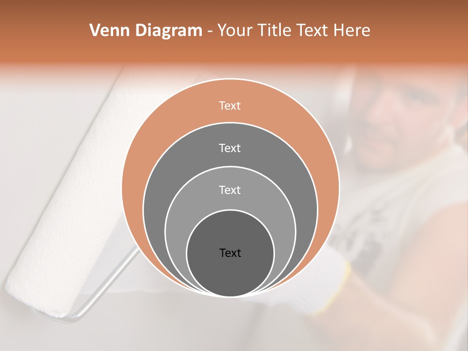 Cheerful Worker Painting A Wall With Roller PowerPoint Template
