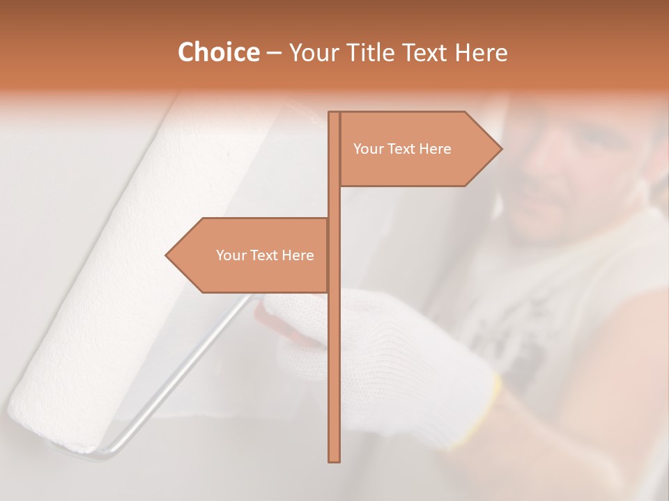 Cheerful Worker Painting A Wall With Roller PowerPoint Template