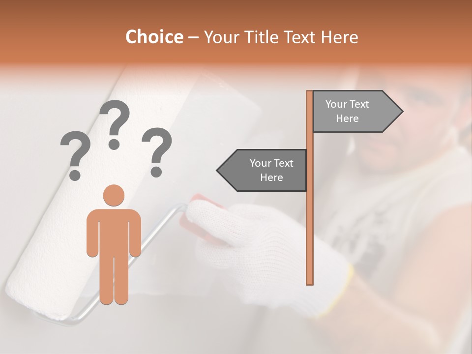 Cheerful Worker Painting A Wall With Roller PowerPoint Template