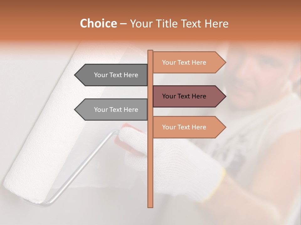 Cheerful Worker Painting A Wall With Roller PowerPoint Template